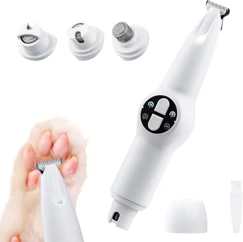 in 1 Haustierhaarschneider & Krallenschleifer mit LED Licht, USB Wiederaufladbar Pfotentrimmer Krallenschleifer für Hunde, Paw Trim Pro, Leise Hundepfoten Trimmer Für Große, Mittelgroße und Kleine 2