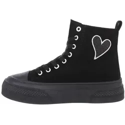 Ital-Design Damen High-Top Freizeit Sneakerboots (84323493) Keilabsatz/Wedge Sneakers High in Schwarz schwarz 36 EU