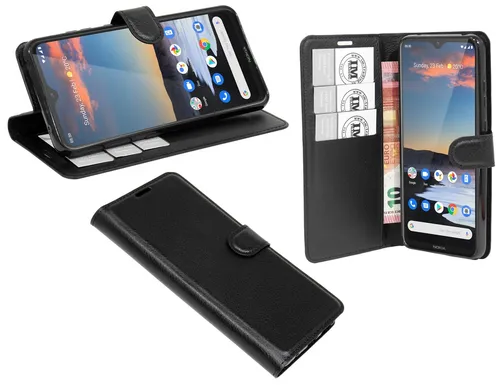 Book-Style Handy Hülle Etui Tasche Zubehör Schwarz für Nokia 5.3