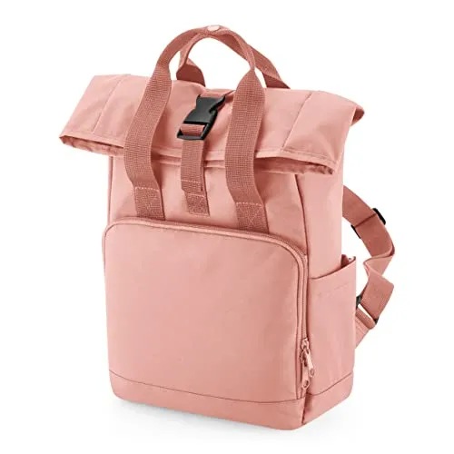 BagBase BG118S Recycled Mini Twin Handle Roll-Top Backpack - Blush