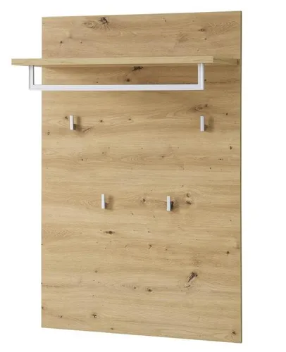 Stella Trading BARI Garderobenpaneel in Artisan Eiche Optik - Wandgarderobe mit 4 Haken und Hutablage, FSC-zertifiziert und platzsparend für jeden Wohnstil.