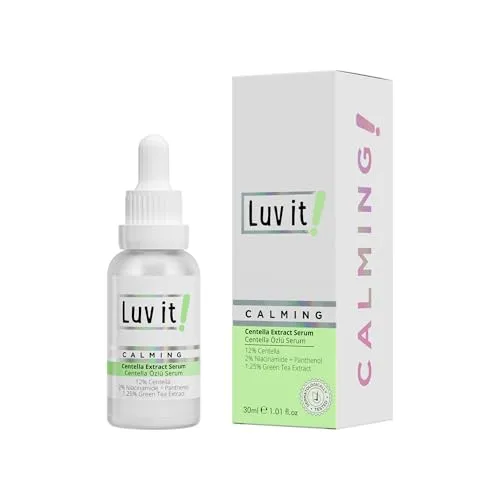 Luv it! Centella Serum 30ml – Beruhigendes Gesichtsserum mit 12% Centella Asiatica - Hochwirksames Gesichtsserum mit 12% Centella und 2% Niacinamid. Ideal zur Unterstützung der Hautpflege für empfindliche Haut. Fördert ein ausgeglichenes Hautbild und sorgt für intensive Feuchtigkeit.