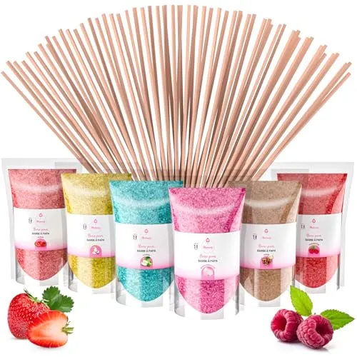 Misskandy®- Zuckerwatte Zucker 6X160Gr (Natürliche Aromen und Farben) Erdbeer-Cola -Piña Colada-Apfel-Marshmallow-Himbeere/Zuckerwattemaschine/ + 20 wiederverwendbare Sticks (kostenlos)…