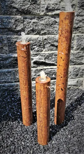 Säulenbrunnen Wasserspiel rund 3er-Set Cortenstahl