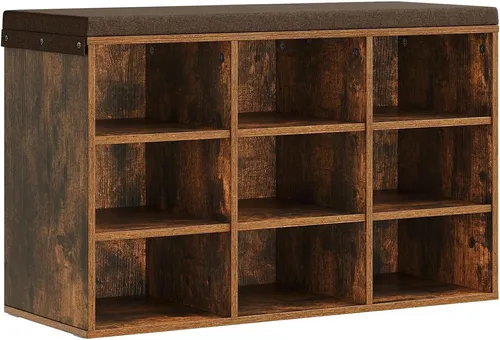 Woltu Schuhbank, mit Sitzbank 9 Fächern, Schuhregal für Eingangsbereich Flur