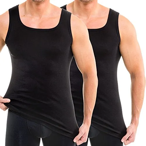 HERMKO 16025 2er Pack Herren Unterhemd aus Baumwolle/Modal, Größe:D 5 = EU M, Farbe:schwarz
