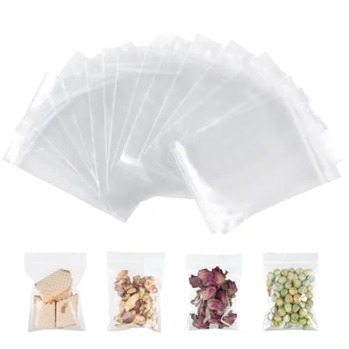 AiQInu Zip Beutel Druckverschluss Set, Plastikbeutel Verschließbar 6 x 8 cm, 100 Stück Kleine Plastiktüten Transparent Baggies Wiederverschließbare Beutel