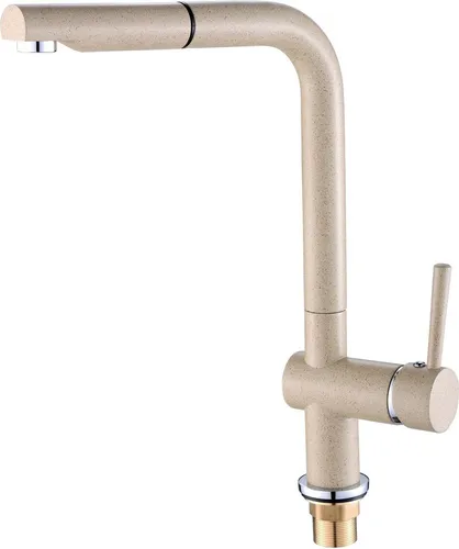 Design Spültischtischarmatur Beigegranit mit ausziehbarem L-Auslauf