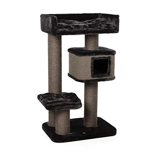 Kratzbaum Portland - anthrazit von CanadianCat Company - Aktivitätskratzbaum mit besonders stabilen, 15 cm dicken Sisalsäulen, ideal für große und schwere Katzen. Mit Katzenhäuschen und Liege-Plattform für optimale Spiel- und Ruheplätze.