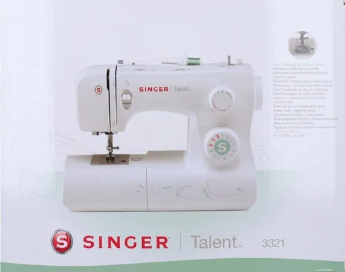 Singer Talent 3321 Nähmaschine - Robuste Nähmaschine mit 21 Stichprogrammen, ideal für Einsteiger. Einfach zu bedienen mit automatischem Nadeleinfädler und umfangreichem Zubehör für alle Nähprojekte.