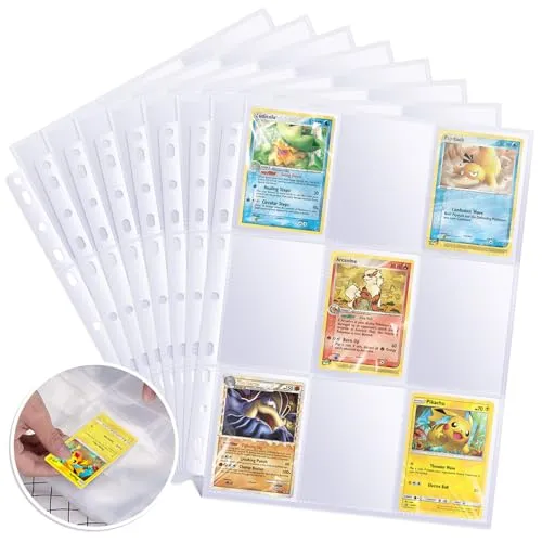 Amteker Leere Sammelalbum, 450 Taschen Pokemon Karten Hüllen, Pokemon Sammelalbum, Pockets Sammelkarten, Neutrale Sammelhüllen, Sammelkartenzubehör Geeignet für Eine Vielzahl von Ringbüchern
