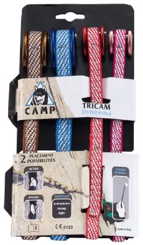 Camp Tricam Dyneema Set 4pcs – Klemmkeil Set für Kletterer - Kletterausrüstung, leichtgewichtiges Dyneema-Material für optimale Sicherheits- und Leistungsfähigkeit beim Klettern.