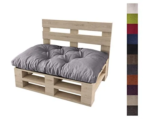 sunnypillow Palettenkissen Set für Europaletten - Grau - Gemütliche Palettenauflagen für drinnen und draußen, wasserabweisend und pflegeleicht. Beim Kauf von 3 Sets erhalten Sie ein kostenloses Seitenkissen! Ideal für höchsten Sitzkomfort.