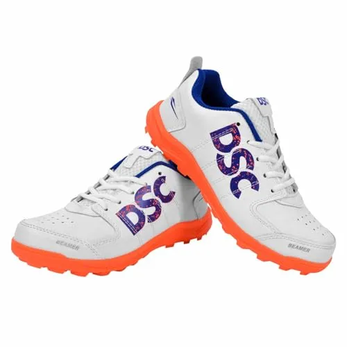 DSC Cricket Schuh für Herren & Jungen (Leicht | Preiswert | Langlebig | Größe UK: 11) (Fluro Orange-Weiß) - Cricket Schuh für Freizeitspieler, mit leichter Sohle und hervorragender Dämpfung. Ideal für Batsman, Bowler und Fielder – für optimalen Halt und Komfort auf dem Spielfeld.