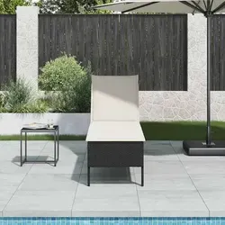 vidaXL Sonnenliege mit Auflage Schwarz 55x200x44 cm - Gartenliegen aus langlebigem PE-Rattan mit verstellbarer Rückenlehne für optimalen Komfort. Ideal zum Entspannen im Freien, robust und pflegeleicht.