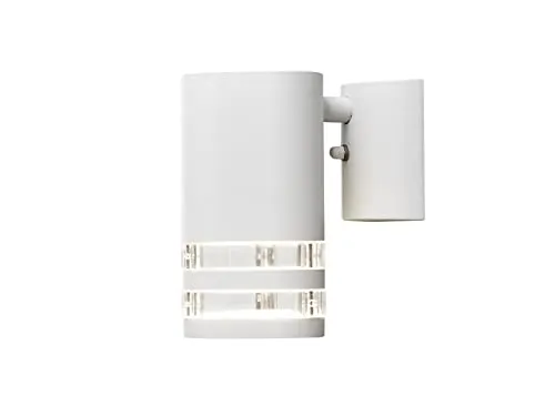 Moderne LED Außenwandleuchte Downlight aus Aluminium, 15,5cm, Weiß matt - Stilvolle Außenwandleuchte aus Aluminium mit IP44 Schutzklasse, ideal für die Gestaltung von Fassaden. Inklusive 1x GU10 LED 5 Watt für warmweißes Licht.