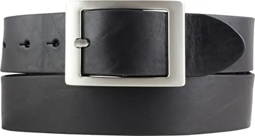 BELTINGER Jeansgürtel aus Vollrindleder 4 cm | Jeans-Gürtel für Damen Herren 40mm | Leder-Gürtel mit Doppel-Schließe | Schwarz 120cm