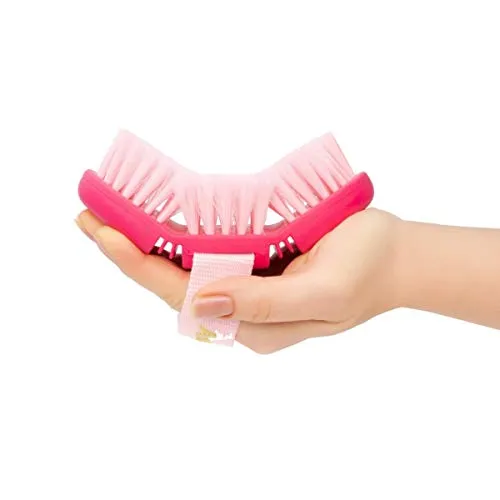 Animalon | Pferde Putzzeug für Kind | Kardätsche in pink | Kinderkardätsche | Flexible & Ergonomische Pferdebürste mit Klettverschluss | Pferdeputzzeug | Pferdegeschenke
