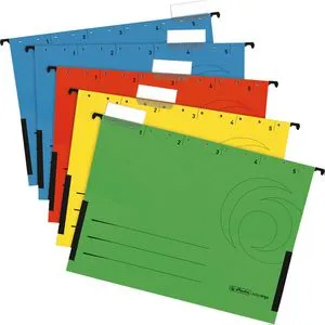 Herlitz Hängetaschen 5874755, UniReg easy orga, A4, farbig sortiert, Karton, 5 Stück