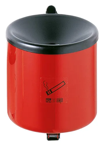 TKG Rondo Junior Aschenbecher, rot - Wandascher für Innen- und Außenbereich, aus robustem Metall mit trichterförmigem Deckel für maximale Sicherheit. Umweltfreundlich und einfach zu entleeren.