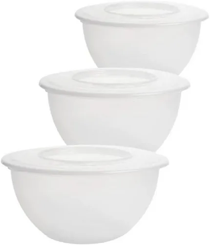 Centi Rührschüssel MAIN Schüsseln mit Deckel 5L, Kunststoff, (3-tlg), Transparent, Ø28cm