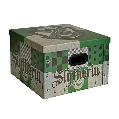 Harry Potter Faltbare Aufbewahrungsbox mit Deckel (Slytherin Design) 24cm x 37cm x 37cm - Offizielles Lizenzprodukt