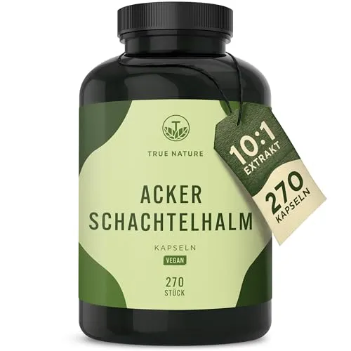 Ackerschachtelhalm Kapseln 5000mg - 270 Kapseln für 9 Monate - Pflanzliche Ergänzungsmittel mit hochdosiertem Zinnkraut-Extrakt (10:1) für optimale Versorgung, vegan und in Deutschland produziert.