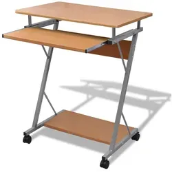 vidaXL Computertisch auf Rollen - Braun - Kompakter Computertisch mit moderner Eleganz, ausziehbarer Tastaturablage und mobilen Rollen für optimale Flexibilität und Platzersparnis.