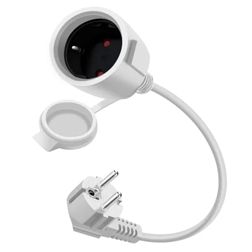 HuaLiSiJi Schuko Verlängerung 90 Grad 0.3m - Verlängerungskabel für Innen- und Außenbereich, wasserdicht, ideal für Familien mit Kindern – schützt vor Stromschlägen und bietet hohe Sicherheit.