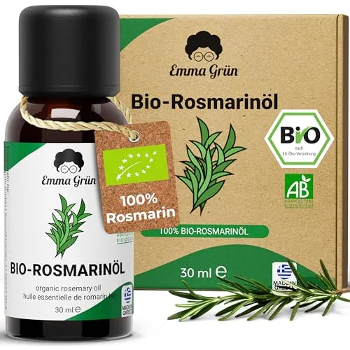 Emma Grün® Bio Rosmarinöl hochdosiert [100% Naturrein] - 30ml - BIO-QUALITÄT AUS GRIECHENLAND - Ätherische Öle