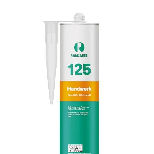 RAMSAUER 125 Handwerk - 310ml Kartusche, Silikon Dichtstoff für Glasabdichtungen & Fensterbau, Bewegungsfugen im Bad, Anschlussfugen Fenster &Türen, schnellhärtend, nicht korrosiv (Schwarzbraun)