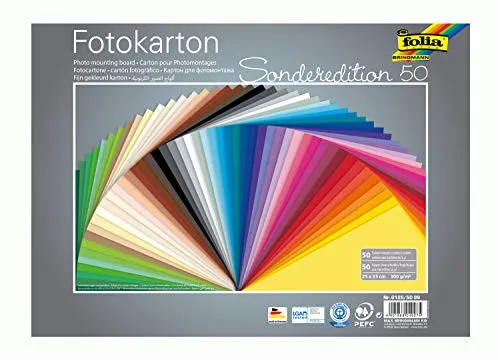 folia Fotokarton Sonderedition 50 farbsortiert 300 g/qm 50 Blatt