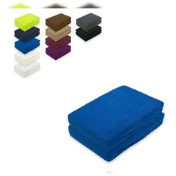 EXKLUSIV HEIMTEXTIL Frottee Spannbettlaken Doppelpack Rundumgummizug 90 - 100 x 200 cm Royalblau