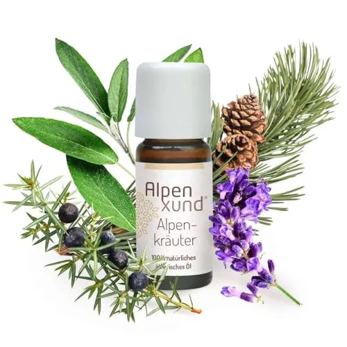 AlpenXund Ätherisches Öl Alpenkräuter 10 ml I Natürlich & intensiv I Für Diffuser & Aromatherapie I Raumduft zur Entspannung I Duftöl 100% naturrein