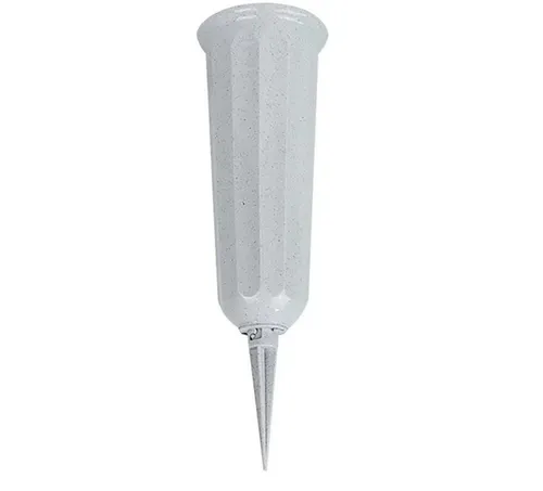 BAYLI Bodenvase Grabvase aus Kunststoff mit Erdspieß, Friedhofsvase in Grau, Grabste