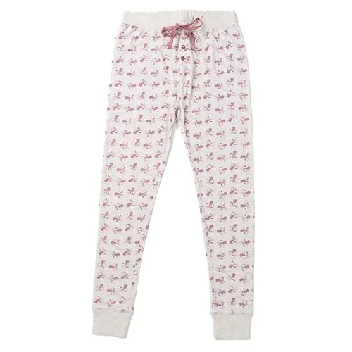 Disney Minnie Mouse Pyjama Hose für Damen - Schlafhose Schlafanzughose lang Grau Allover (Grau, M)