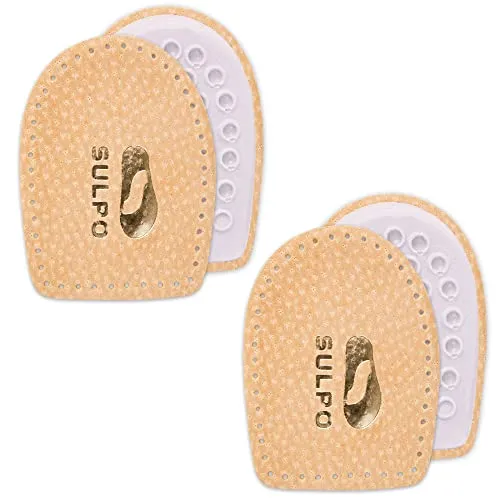 SULPO Leder Fersenkissen mit Latexschaum Fersenpolster Einlage / 2 Paare/Beige / 35-46 (35-41)