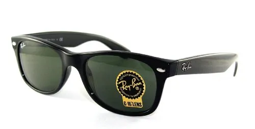 RB 2132 New Wayfarer Sonnenbrille für Damen und Herren - Größe 55 Schwarz - Stylische Sonnenbrille mit hellbraunem Gradient-Glas, ideal für modische Akzente und optimalen UV-Schutz.