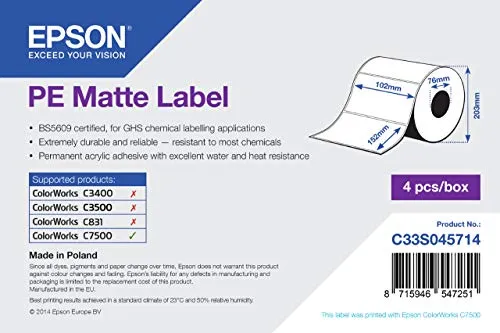 Epson PE matt Die-Cut 102 mm x 152 mm 800 LBLS, C33S045714 (102 mm x 152 mm 800 LBLS)