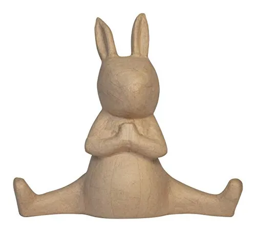 Decopatch LA021C - Pappmaché Kaninchen Yoga Figur, 46x18x41cm - Pappmaché Figur für kreative Bastelprojekte, ideal zum Personalisieren mit Decopatch-Papier und Kleber. Perfekt für DIY-Dekorationen und Bastelspaß!