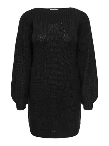 JDY Female Kleid mit Gestricktem U-Boot-Ausschnitt - Stylisches Damenkleid mit Ballonärmeln und weichem Griff, perfekt für elegante Anlässe oder den Alltag.