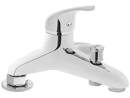 Badewannenarmatur SILBER STANDARD – Elegante Wannenbatterie - Moderne Badewannenarmatur in Silber mit antibakterieller Oberfläche und wassersparendem Design. Ideal für eine stilvolle Badgestaltung. Höhe: 112 mm, Breite: 180 mm, inklusive Wasserhahn.