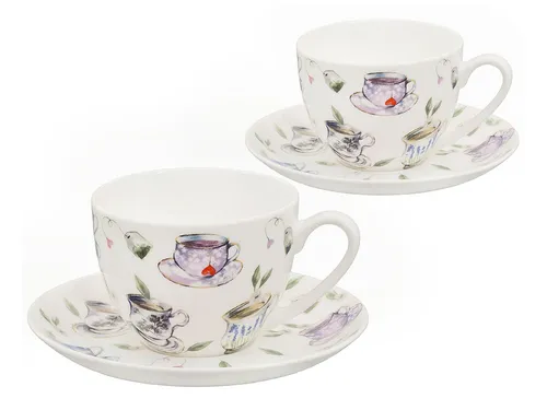 Buchensee Kaffeetassen / Teetassen Set 4-tlg Tassendekor, Fine Bone China, 210ml