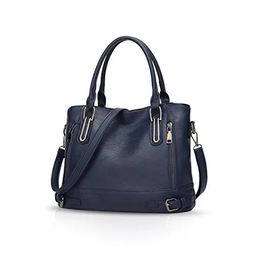 Nicole & Doris Damen handtaschen Elegante Umhängetasche Große Kapazität Schultertasche Ladies Shopper PU Leder Tragetaschen Navy blau
