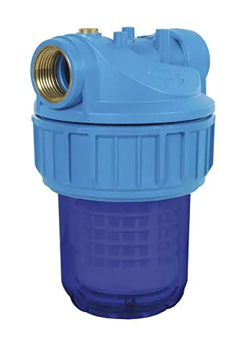 RIBILAND 05420 Wasserfilter 5 Zoll blau - Gartenteichfilter mit waschbarer Anti-Schlamm-Kartusche, verhindert Verstopfungen der Pumpen und Gartenschläuche. Ideal für sauberes Wasser im Teich.
