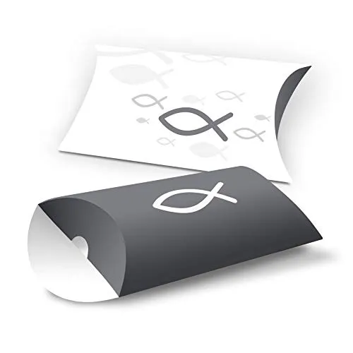 itenga Kissen Verpackung Gastgeschenk Geldgeschenk Fisch Taufe Kommunion Konfirmation Firmung Jungen Mädchen (10 Stück, Grau)