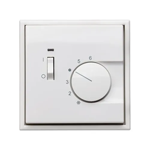 Halmburger Raumthermostat RTR-7013rg inkl. Jung LS 990 Rahmen LS981WW alpinweiß und Abdeckung, Öffner mit Schalter EIN/AUS für Stellantriebe 230V stromlos geschlossen