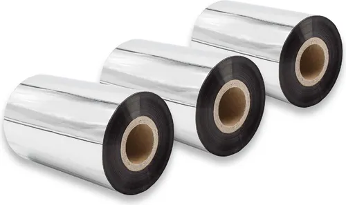 vhbw 3x Thermotransfer-Band kompatibel mit TSC TTP-345, TTP-344M Plus Drucker Etikettendrucker, Wischfest, 100 mm x 300 m, Wachs-Plus Schwarz