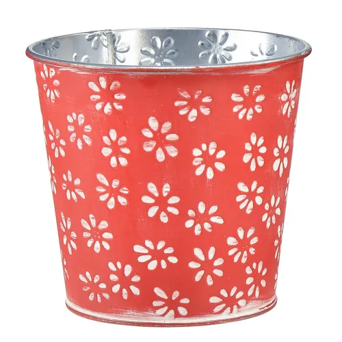 Blumendeko Metalltopf Prägung Vintage Blütenmuster Dekoration