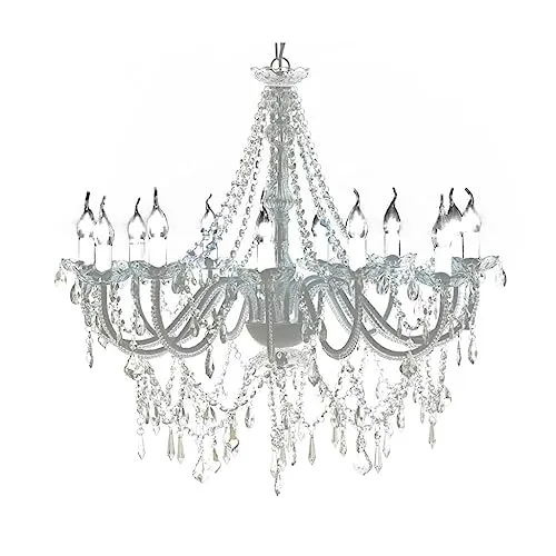 vidaXL Kristall Kronleuchter - Elegante Deckenleuchte mit 12 Flammen - Kronleuchter mit 1600 Kristallen und edlem Glaskristalldesign, ideal für stilvolle Wohnräume oder gewerbliche Nutzung. Erlebe ein magisches Farbenspiel und warmes Licht.